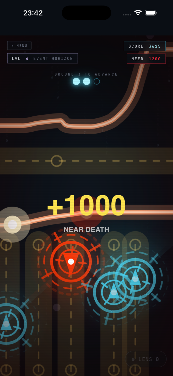 A near-death graze scoring +1000